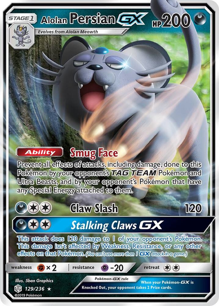 Alolan Persian Gx Cosmic Eclipse 129 Ultra Rare