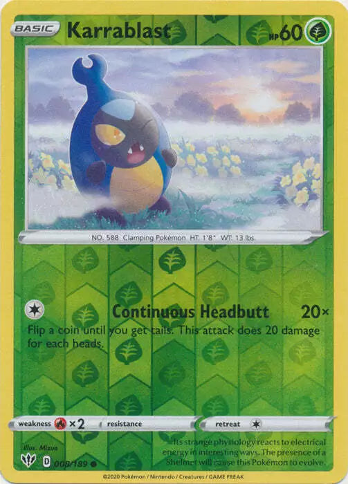 Karrablast Reverse Holo Darkness Ablaze 008