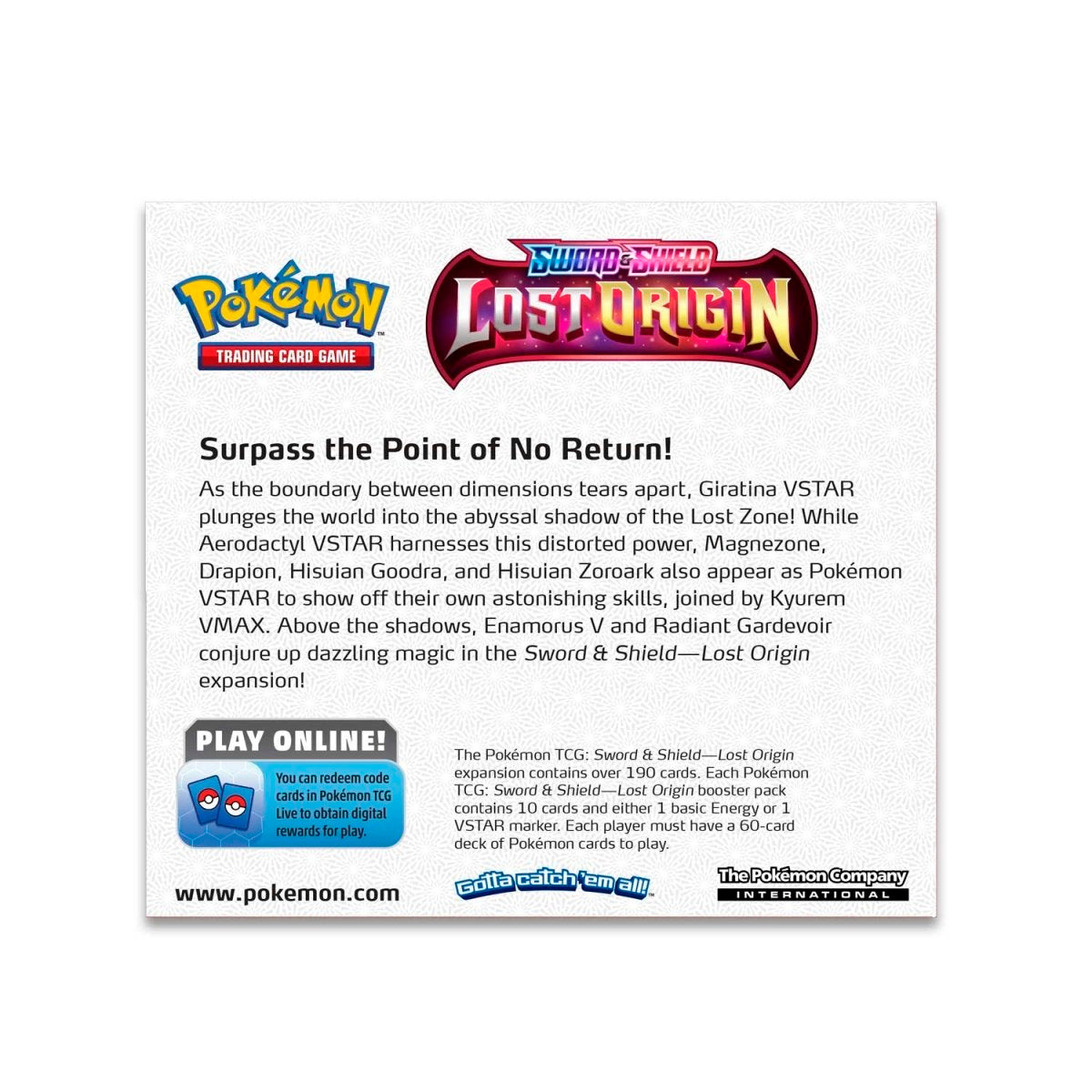 Lost Origin Booster Box back