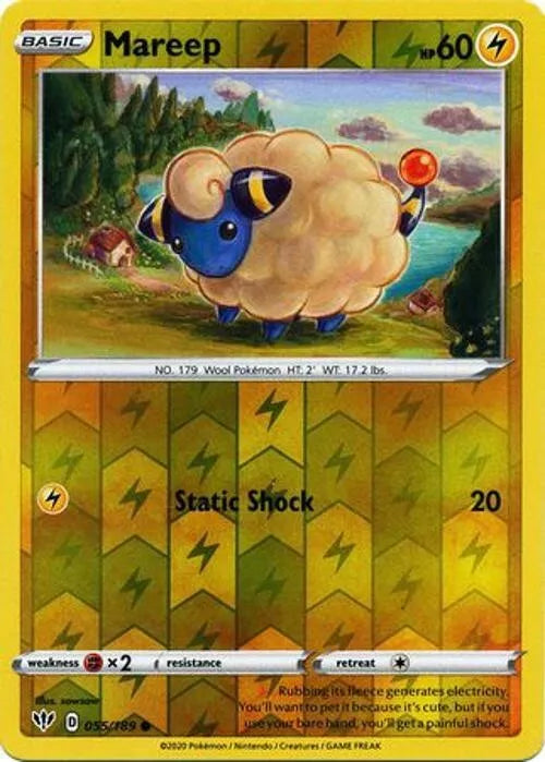 Mareep Reverse Holo Darkness Ablaze 055
