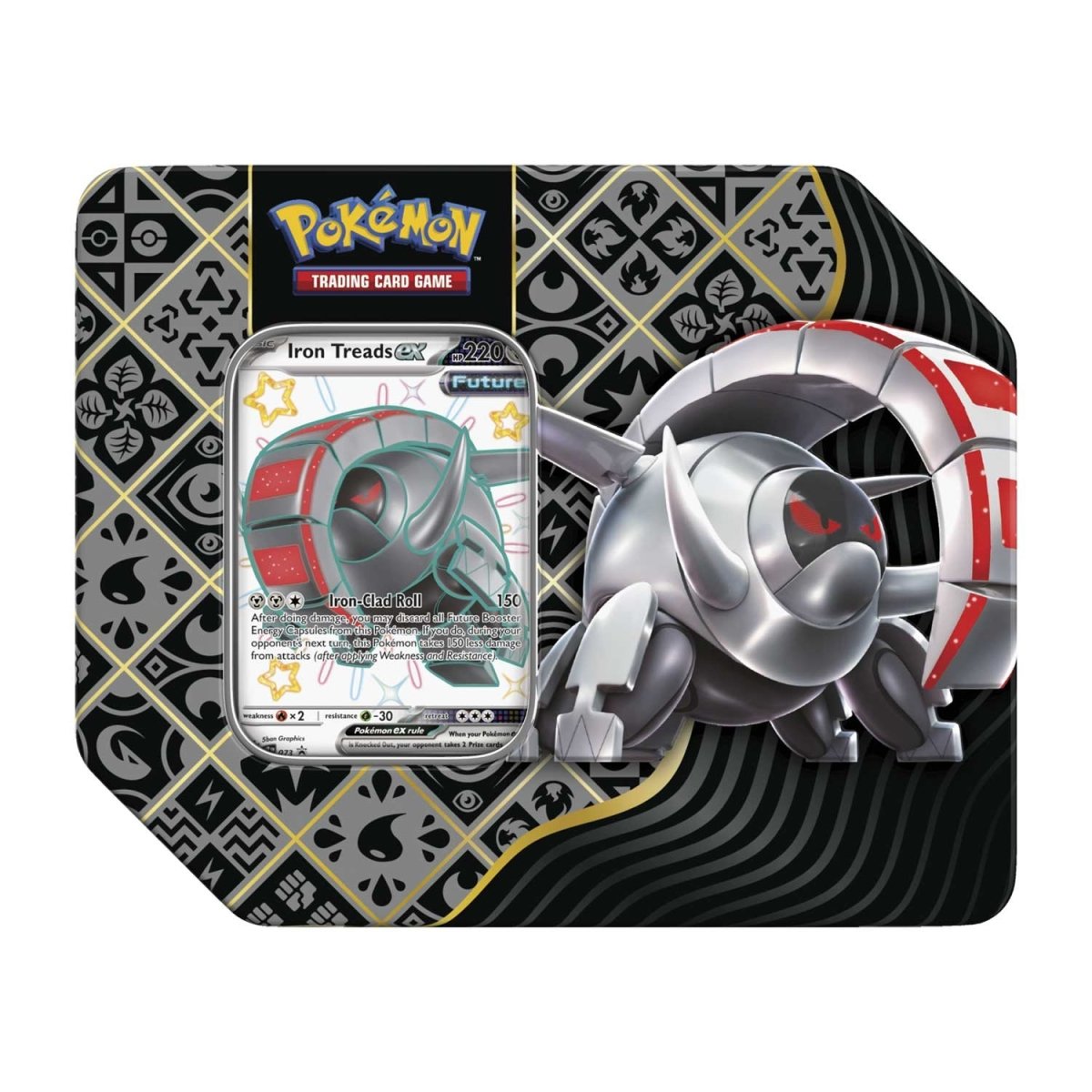 Paldean Fates Tins Shiny Iron Treads ex cover