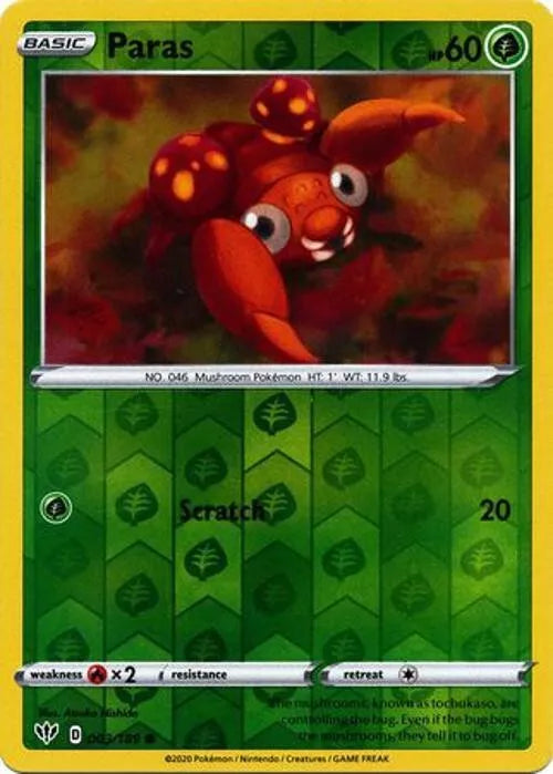 Paras Reverse Holo Darkness Ablaze 003