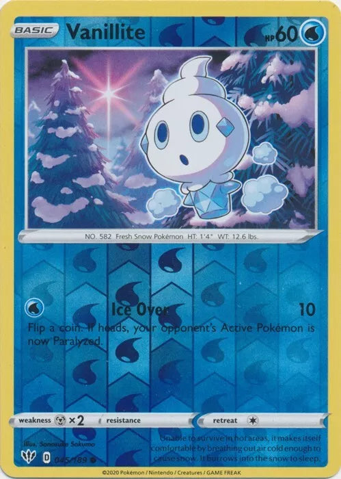 Vanillite Reverse Holo Darkness Ablaze 045
