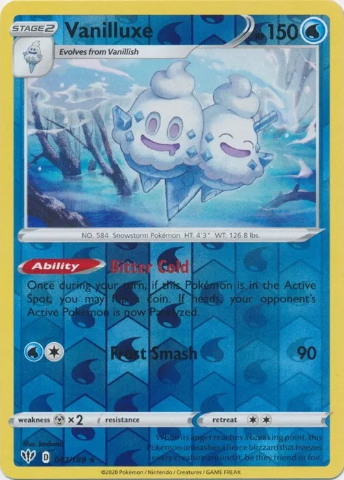 Vanilluxe Reverse Holo Darkness Ablaze 047