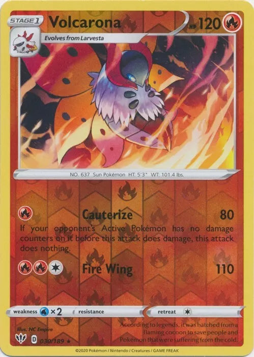 Volcarona Reverse Holo Darkness Ablaze 030