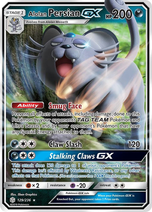 Alolan Persian Gx Cosmic Eclipse 129 Ultra Rare