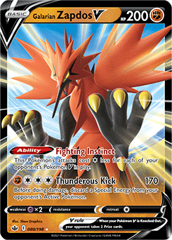 Galarian Zapdos V Chilling Reign 080 Ultra Rare