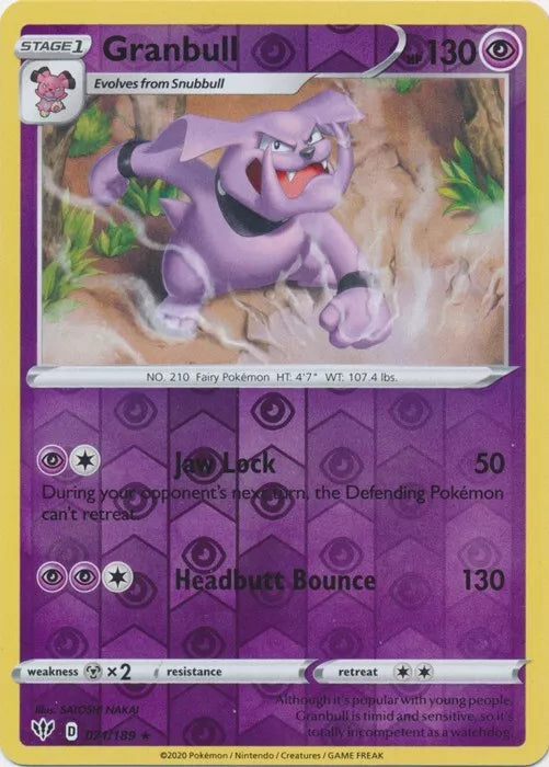 Granbull Reverse Holo Darkness Ablaze 071