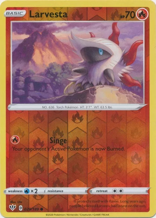 Larvesta Reverse Holo Darkness Ablaze 029