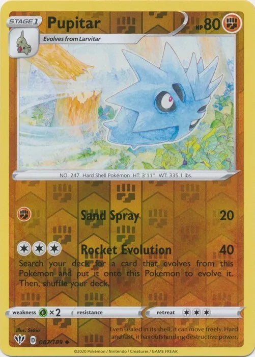 Pupitar Reverse Holo Darkness Ablaze 087