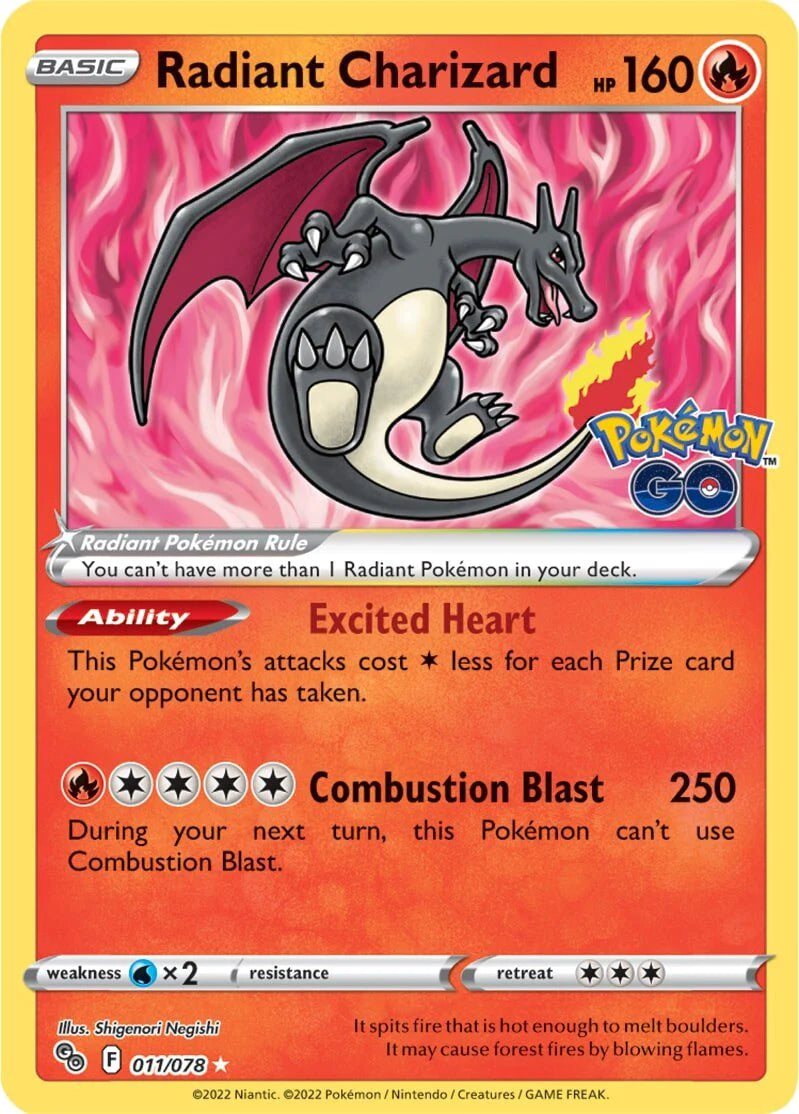 Radiant Charizard Card - Pokemon GO - 011 Ultra Rare